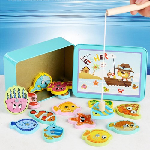 Wooden magnetic fishing toy - fishing,